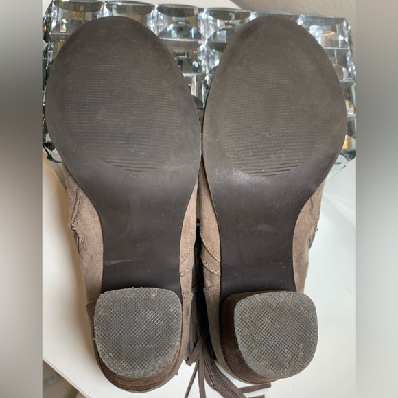 Madden Girl (size 8) Taupe Fringe Booties with Heels - Picture 14 of 16